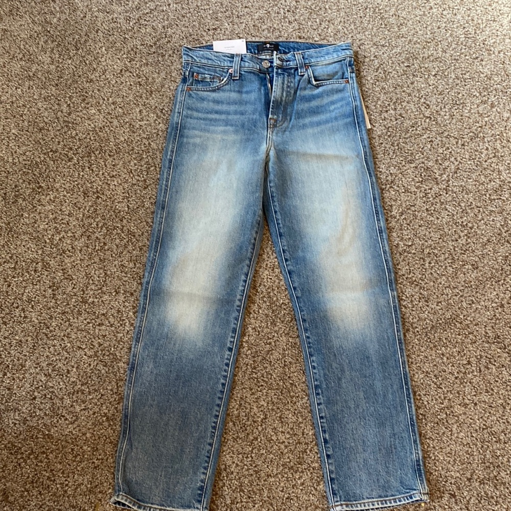 7 for all man kind - high waisted cropped straight jeans - never worn